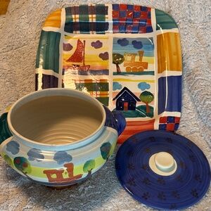 Vintage Italian made soup tureen with matching serving plate